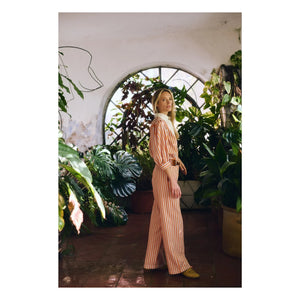 Maria de la Orden - Pantalón de rayas de algodón Romeo | Naranja