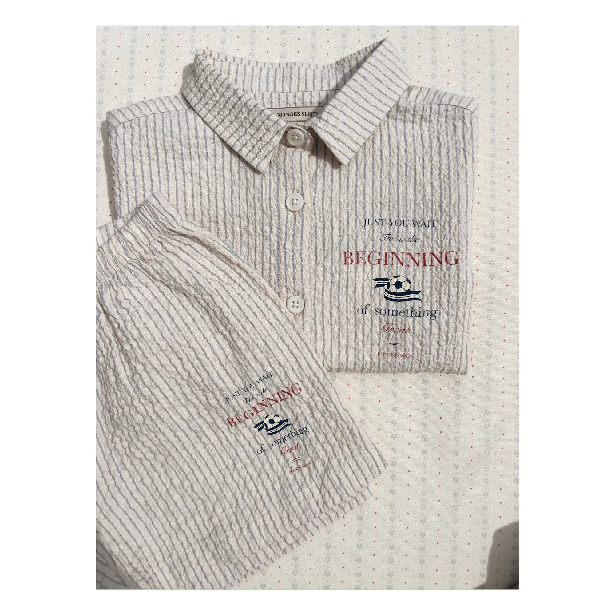 Konges Sløjd - Camisa a rayas de algodón orgánico seersucker Elliot | Beige