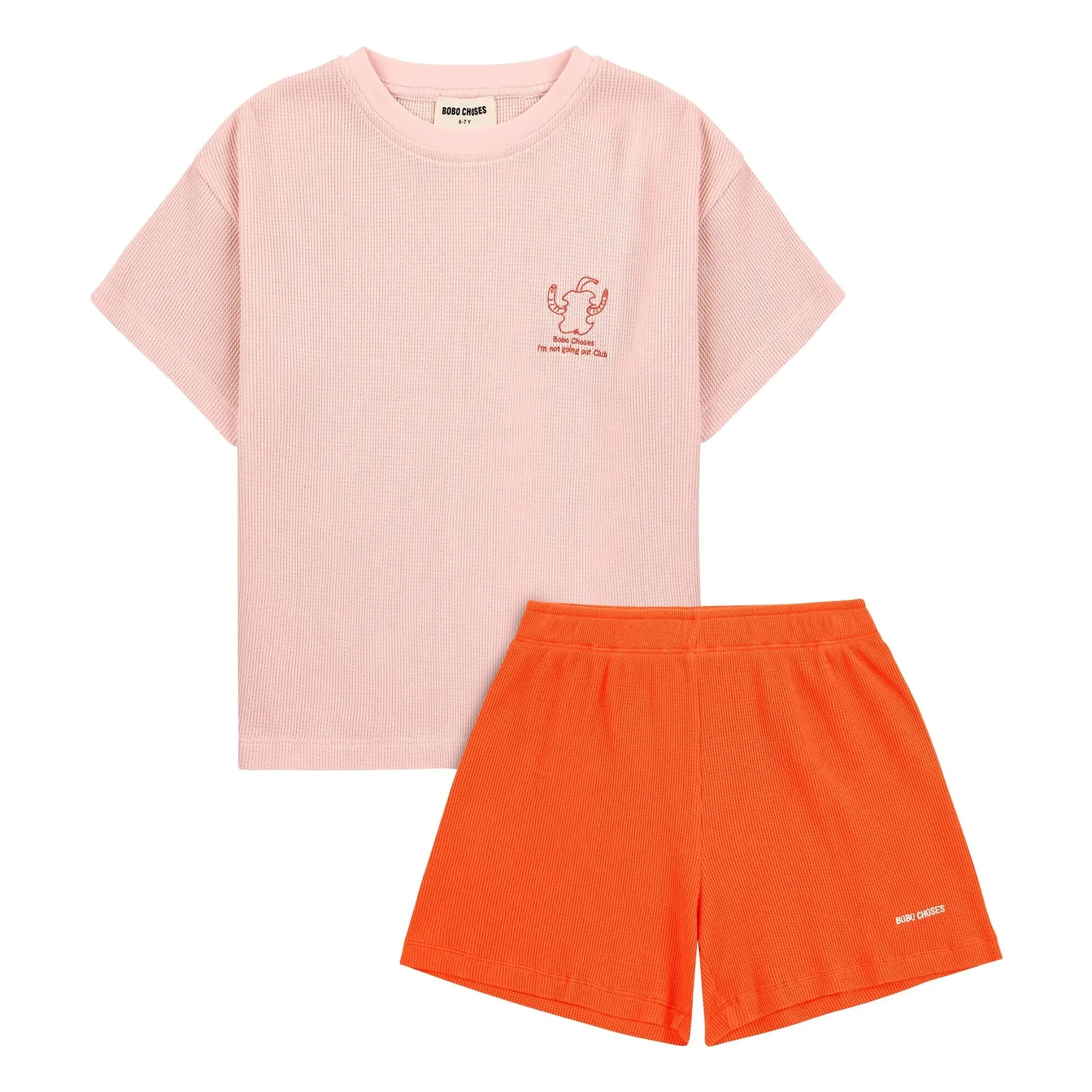 Bobo Choses - Conjunto de camiseta y pantalón corto de algodón orgánico verde | Rosa