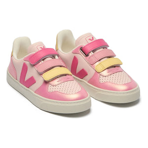 Veja - Zapatillas con estampado "Scratch" de cuero V-10 para mujer | Rosa
