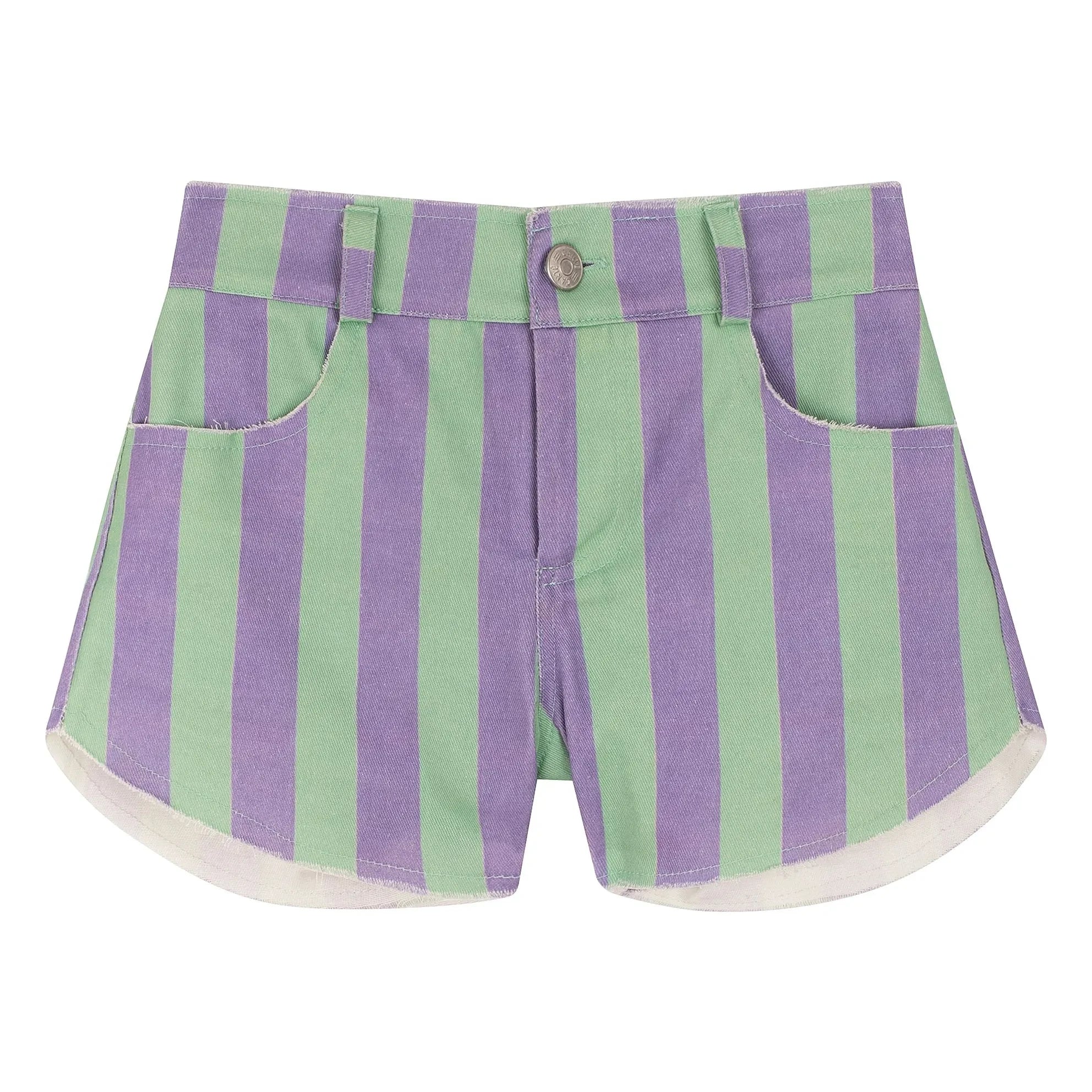 My First Cantê - Short de mezclilla a rayas color pistacho | Morado