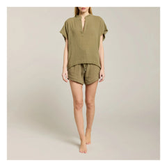 Maison Saint Julien - Blusa Porto Vecchio de gasa de algodón | Caqui