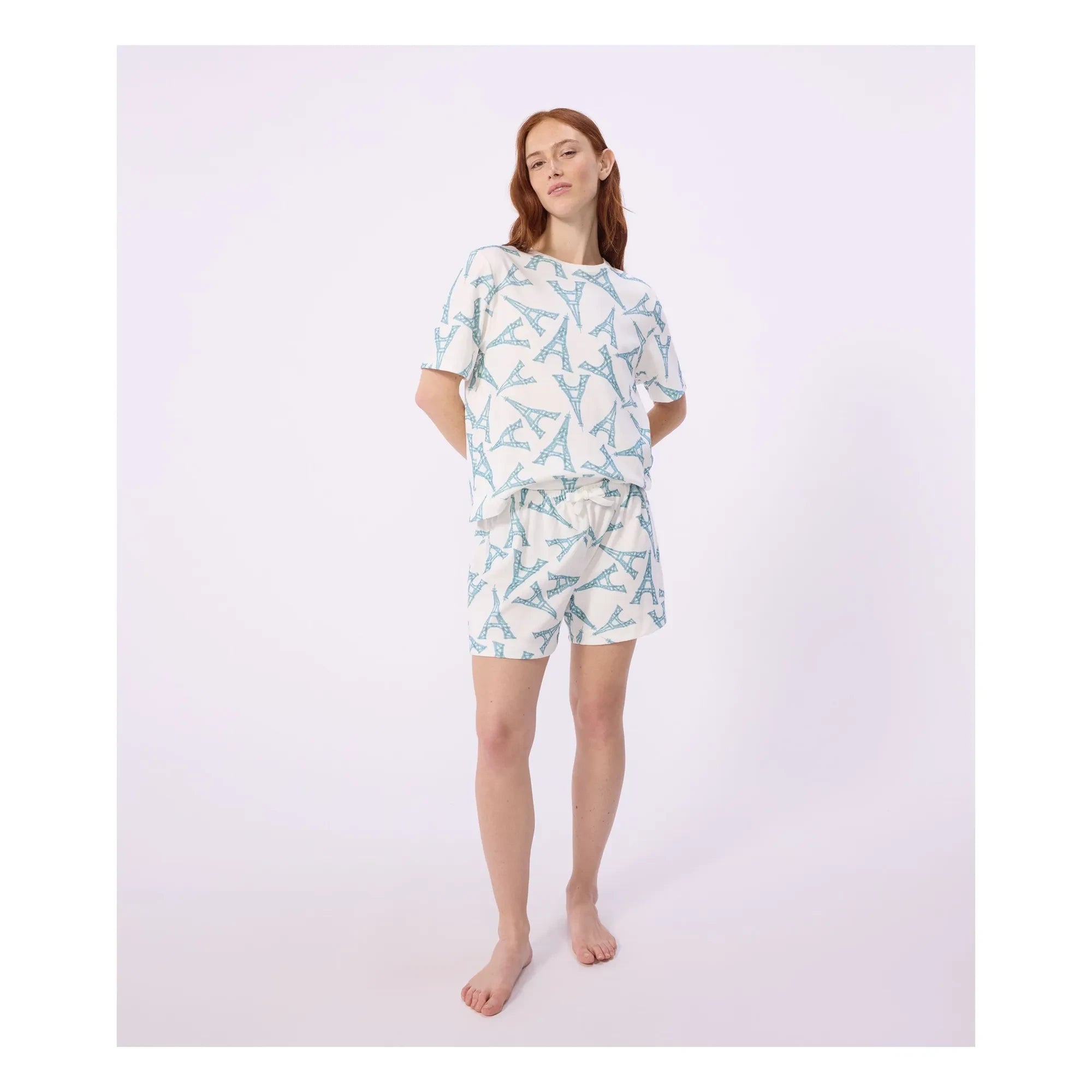 Petit Bateau - Pijama corto Torre Eiffel | Blanco