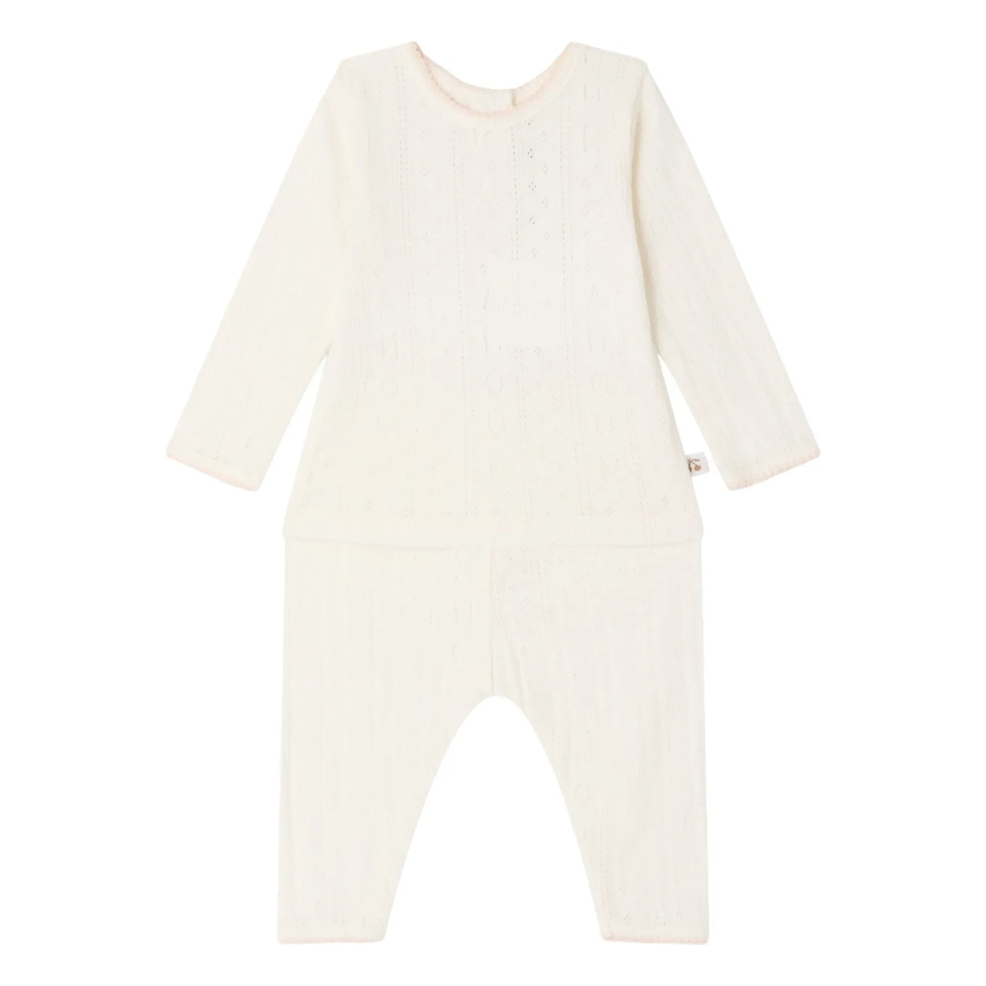 Bonpoint - Conjunto de camiseta y leggings de algodón orgánico Leandra Pointelle | Blanco