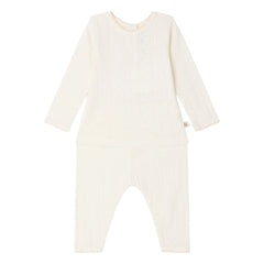 Bonpoint - Conjunto de camiseta y leggings de algodón orgánico Leandra Pointelle | Blanco