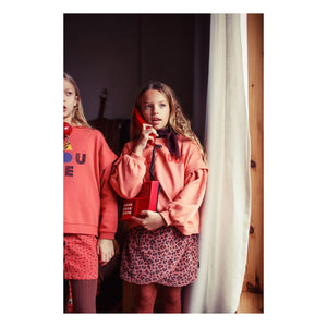 Piupiuchick - Sudadera de algodón orgánico con volantes Hey Jude | Coral