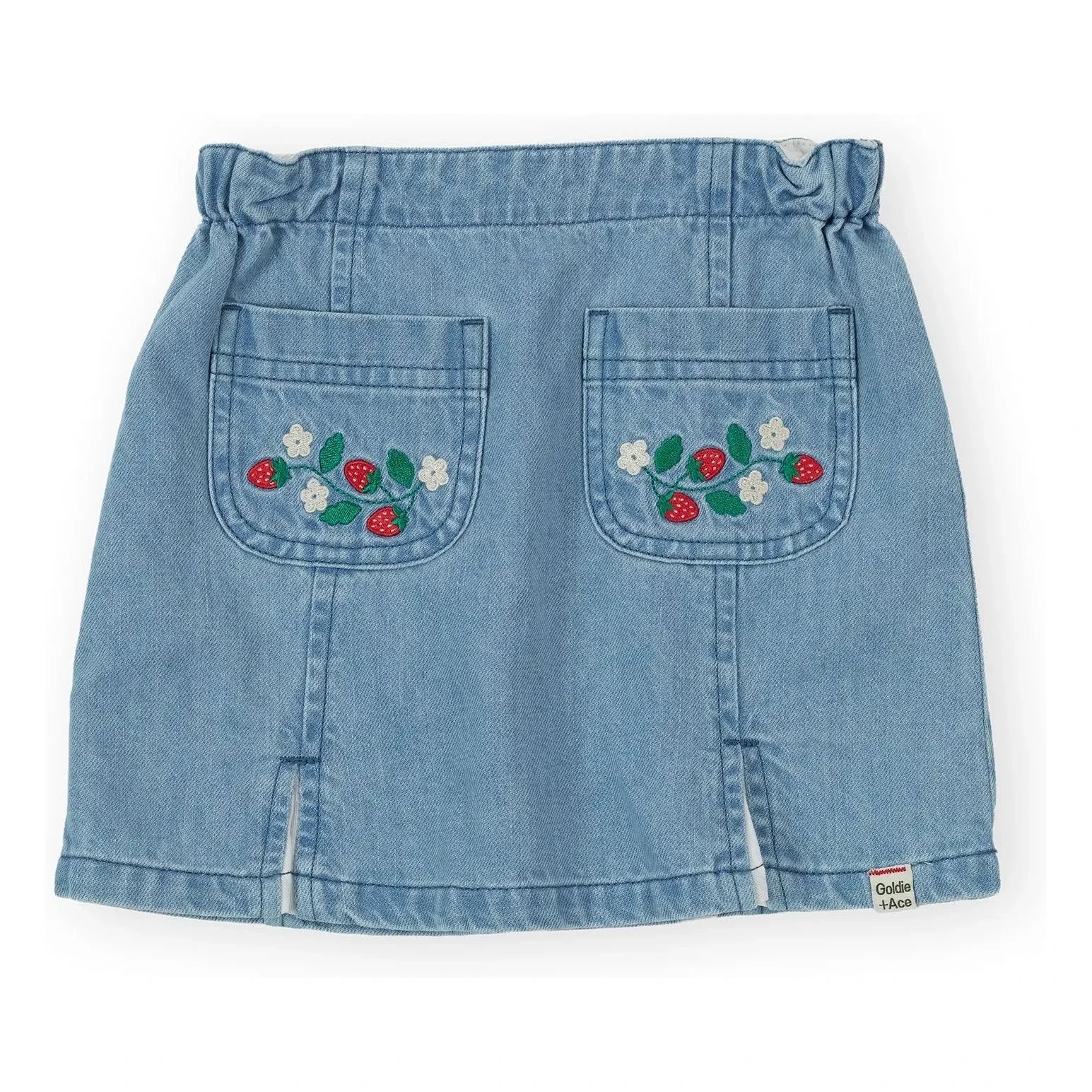 Goldie + Ace - Falda chambray con fresas | Azul