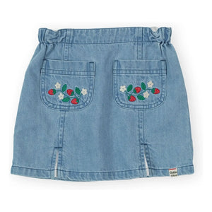 Goldie + Ace - Falda chambray con fresas | Azul