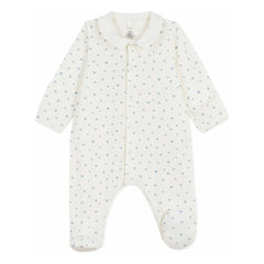 Petit Bateau - Pijama de terciopelo orgánico con corazones para dormir bien | Blanco