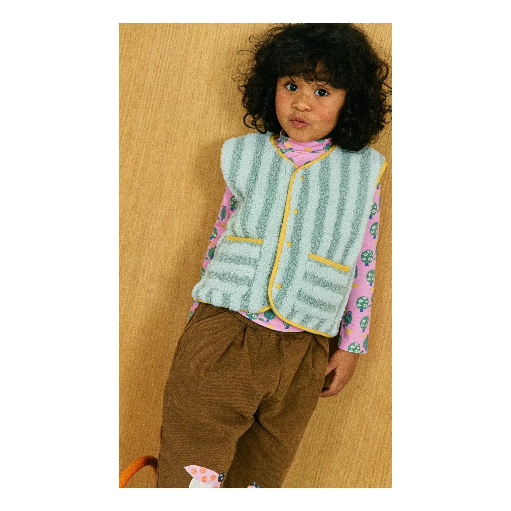 Petit Stella - Chaqueta Sherpa de Rayas sin Mangas | Azul