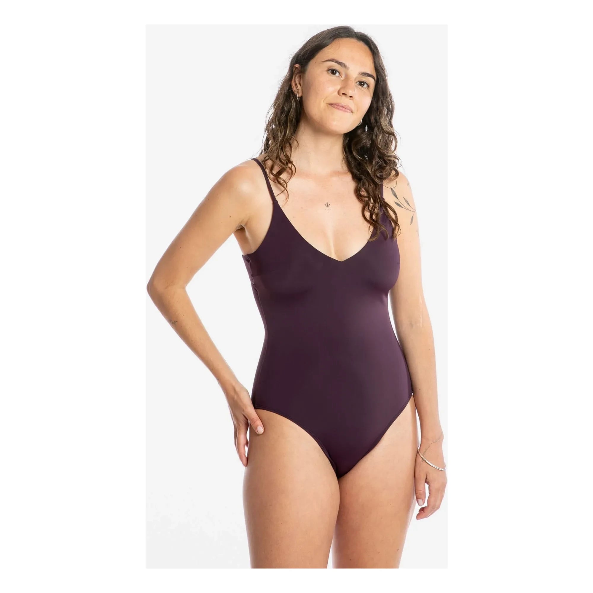 Matona - 1 pieza Jersey escote en V Fibras recicladas | Berenjena