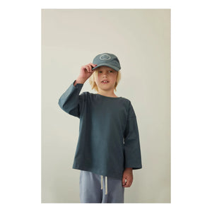 Gray Label - Camiseta de algodón orgánico con manga 3/4 | Azul Gris