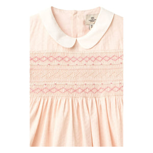 Copenhagen Colors - Vestido con cuello fruncido de algodón orgánico | Rosa lichi