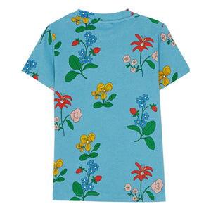La Campamento - Camiseta Acanalada Flores | Azul azur