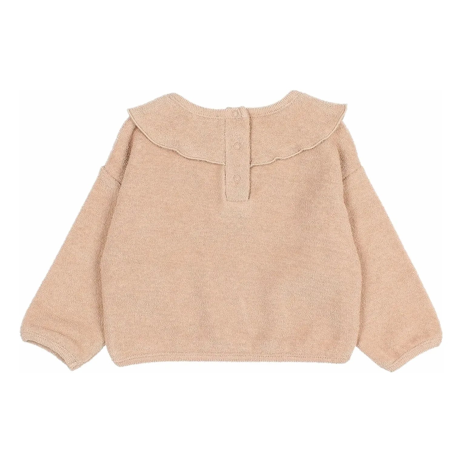 Búho - Sudadera con volantes de tejido de toalla de algodón orgánico | Rosa