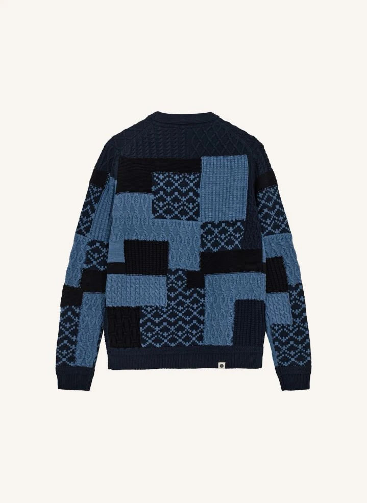 Anerkjendt - Aksvend Patchwork Sudadera de Poliéster Reciclado | Azul Marino