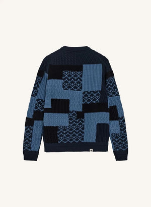 Anerkjendt - Aksvend Patchwork Sudadera de Poliéster Reciclado | Azul Marino