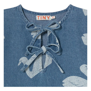 Tinycottons - Vestido Cisnes Vaqueros | Azul