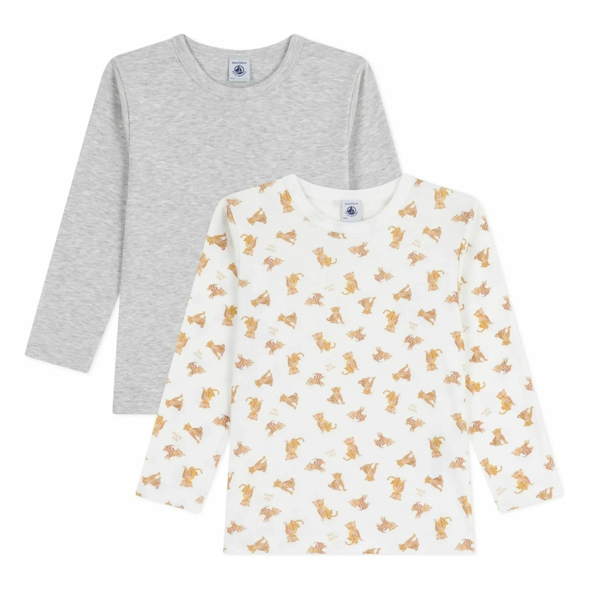 Petit Bateau - Conjunto de 2 camisetas Cheetah | Blanco