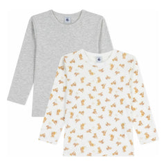 Petit Bateau - Conjunto de 2 camisetas Cheetah | Blanco