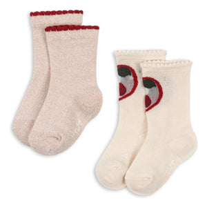 Konges Sløjd - Set de 2 pares de calcetines Cherry | Crudo