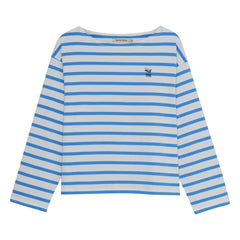 the new society - Camiseta de algodón a rayas Burnet | Azul