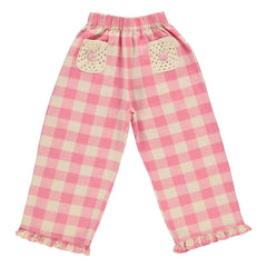 Bebe Organic - Pantalón Anais Kareli con bolsillo y bordado de ganchillo | Rosa