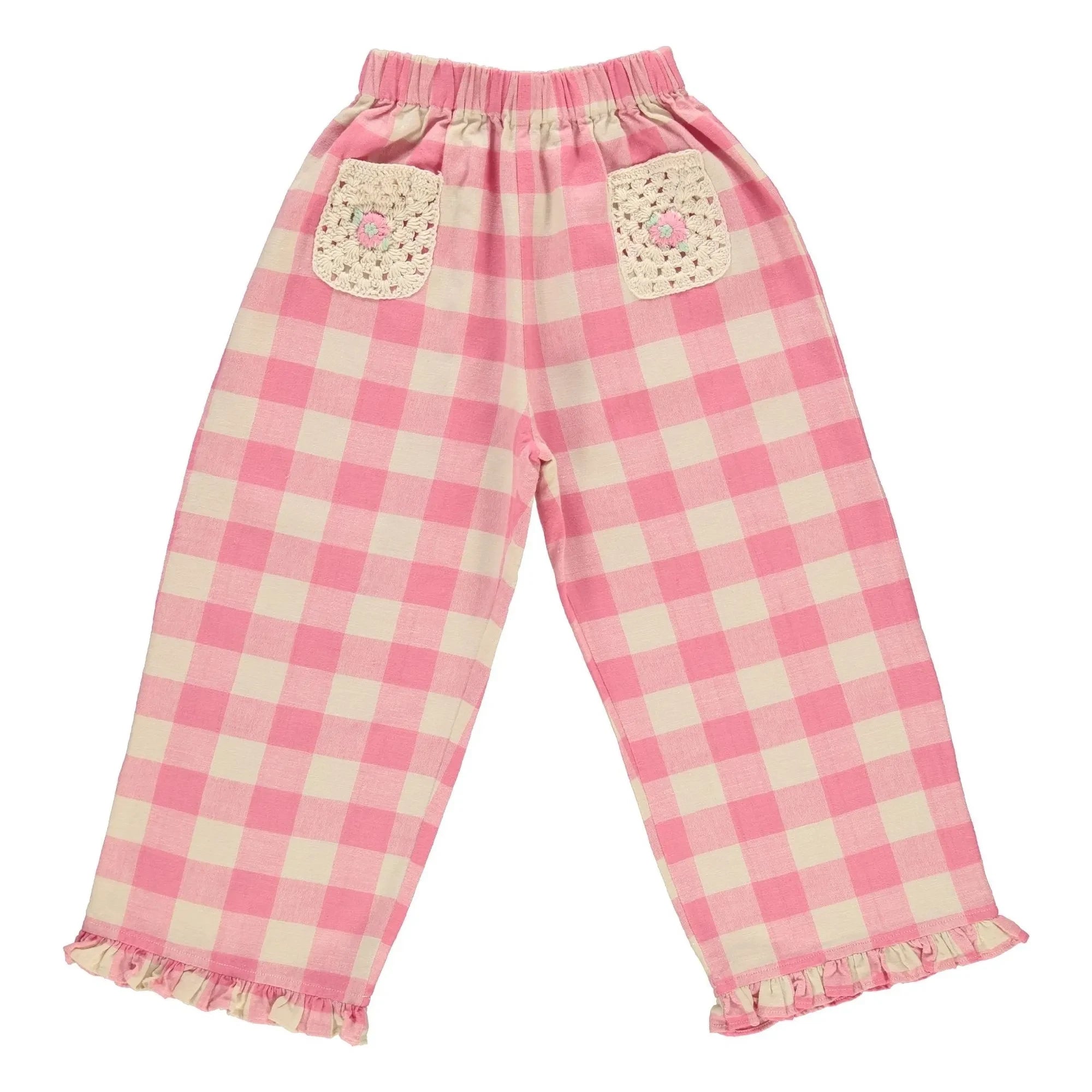 Bebe Organic - Pantalón Anais Kareli con bolsillo y bordado de ganchillo | Rosa