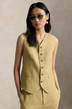 Chaleco de lino de una hilera Polo Ralph Lauren para mujer