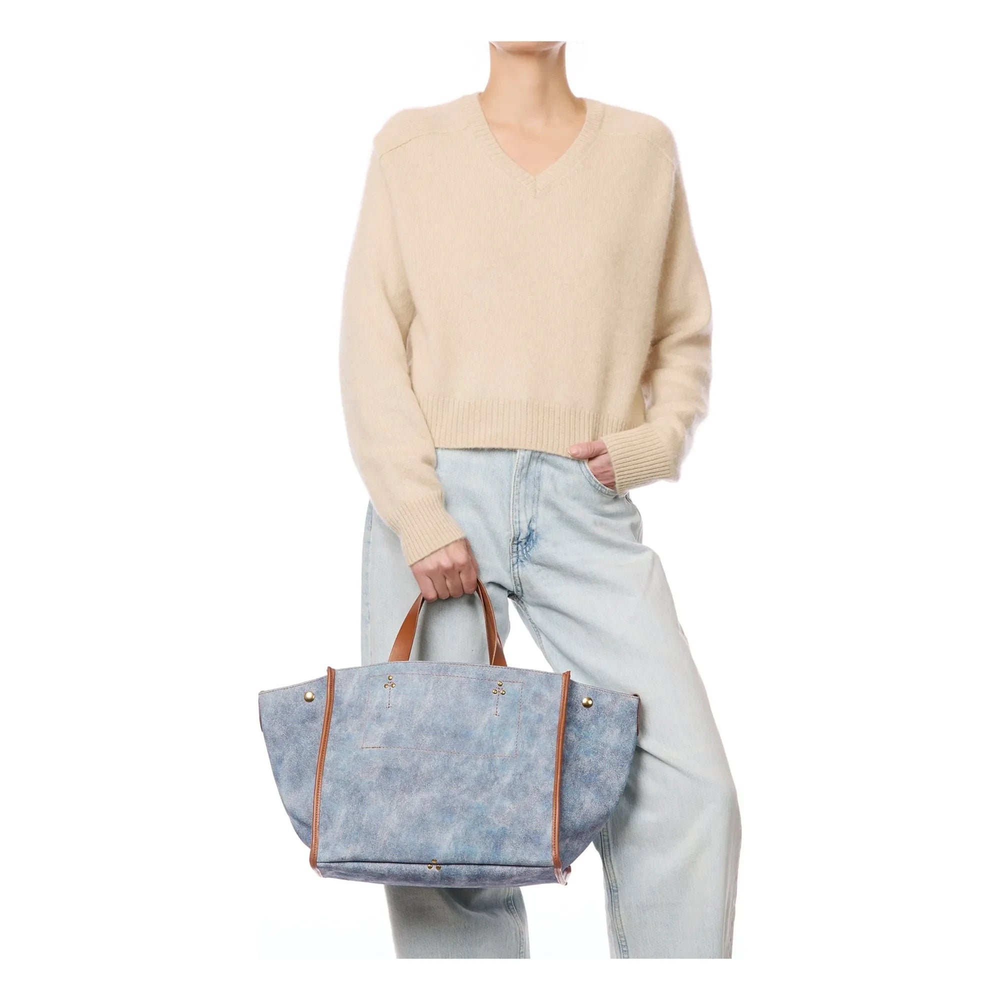 Jérôme Dreyfuss - Bolso de terciopelo Léon M | Azul pálido