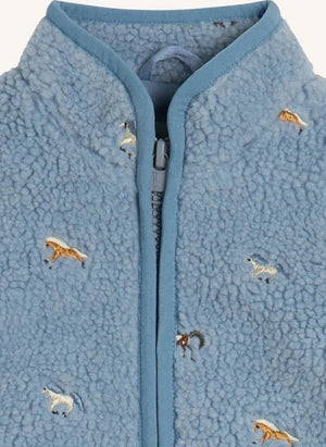 Stella McCartney Kids - Chaqueta Sherpa con motivo de caballo | Azul claro