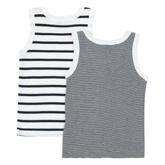 Petit Bateau - Conjunto de 2 camisetas de tirantes de algodón orgánico a rayas | Azul