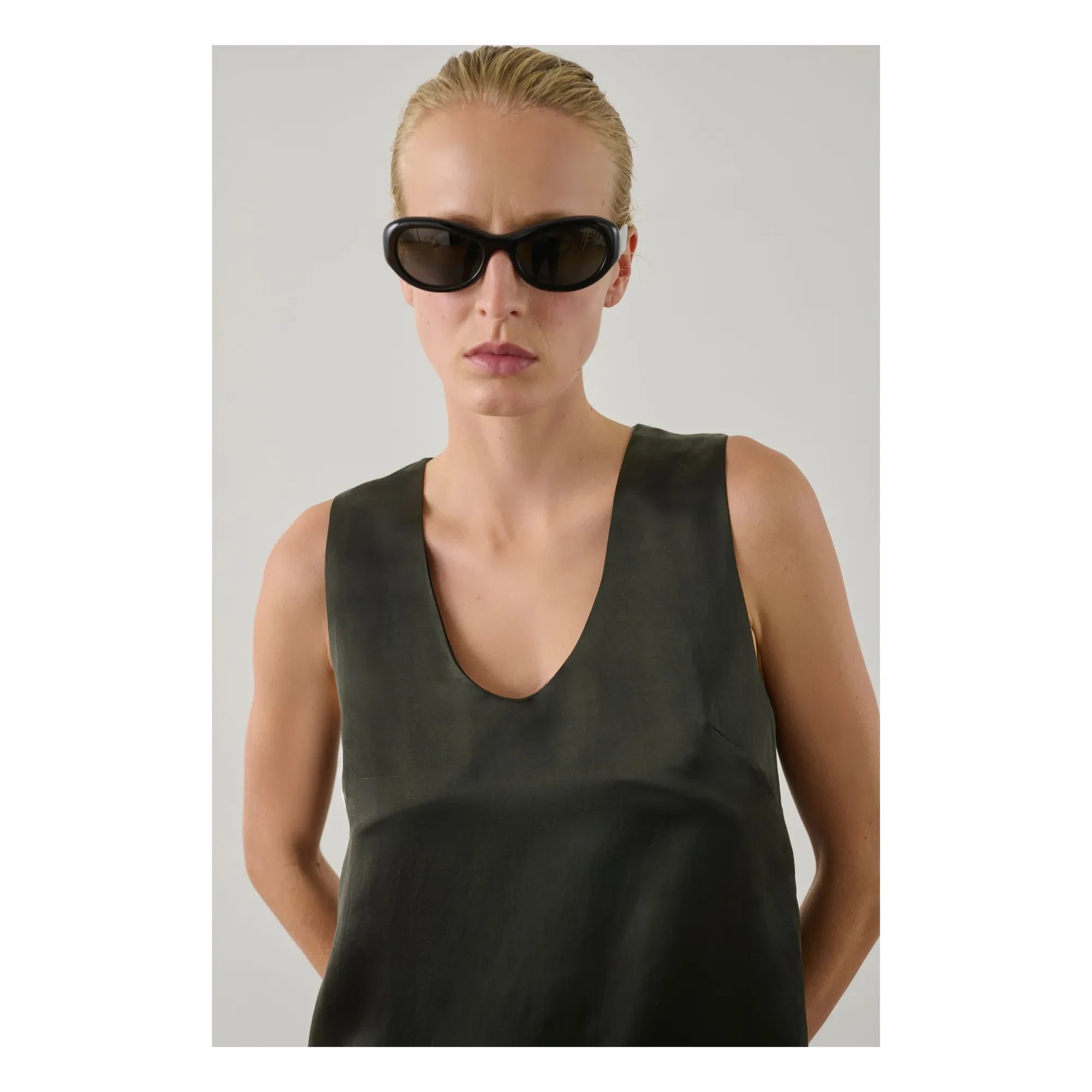 Soeur - Vestido de piel Italia | Verde oscuro
