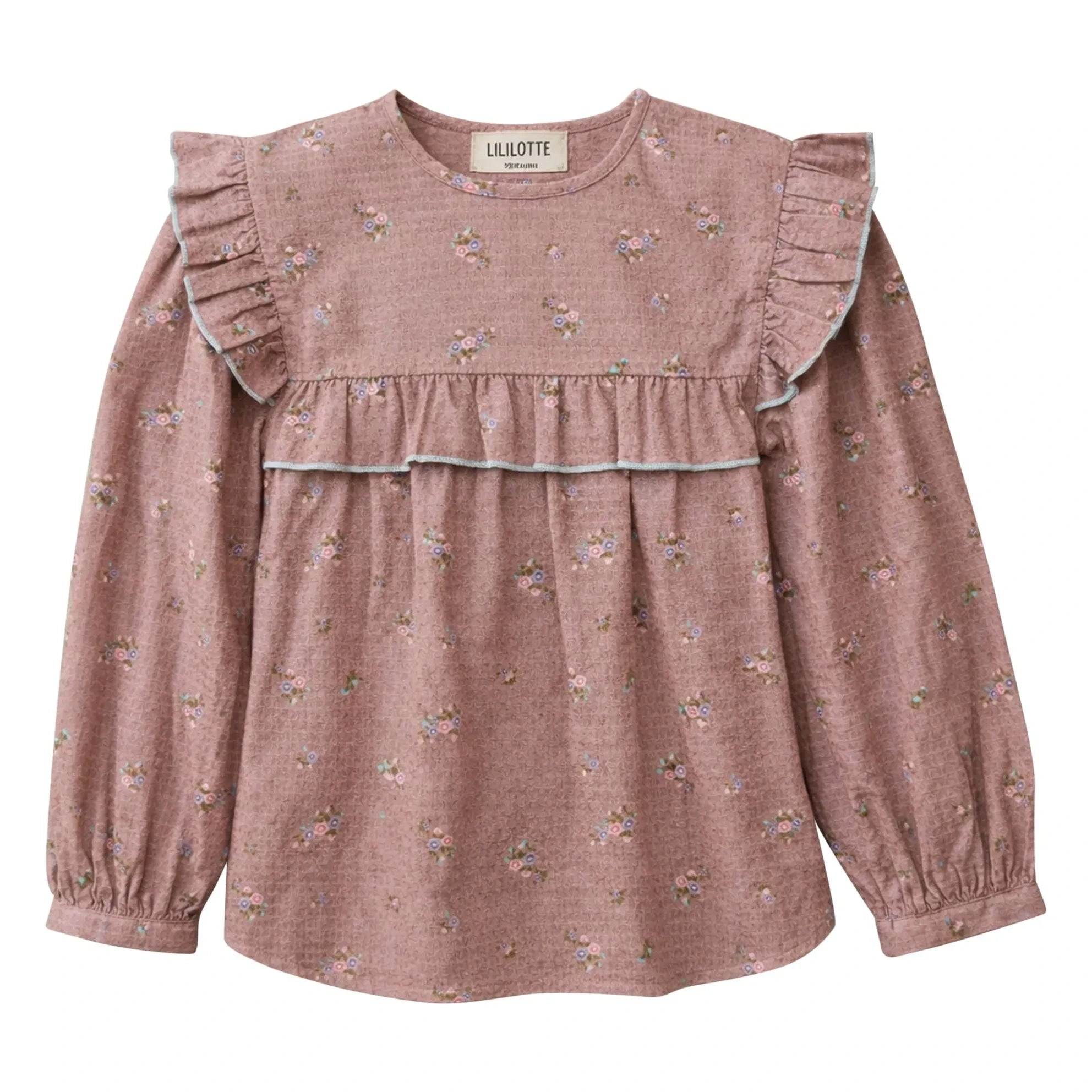 Lililotte - Blusa Bianca Fleurie de algodón orgánico | Rosa empolvado
