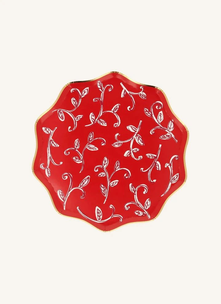 Meri Meri - Platos navideños de impresión en bloque - Paquete de 8