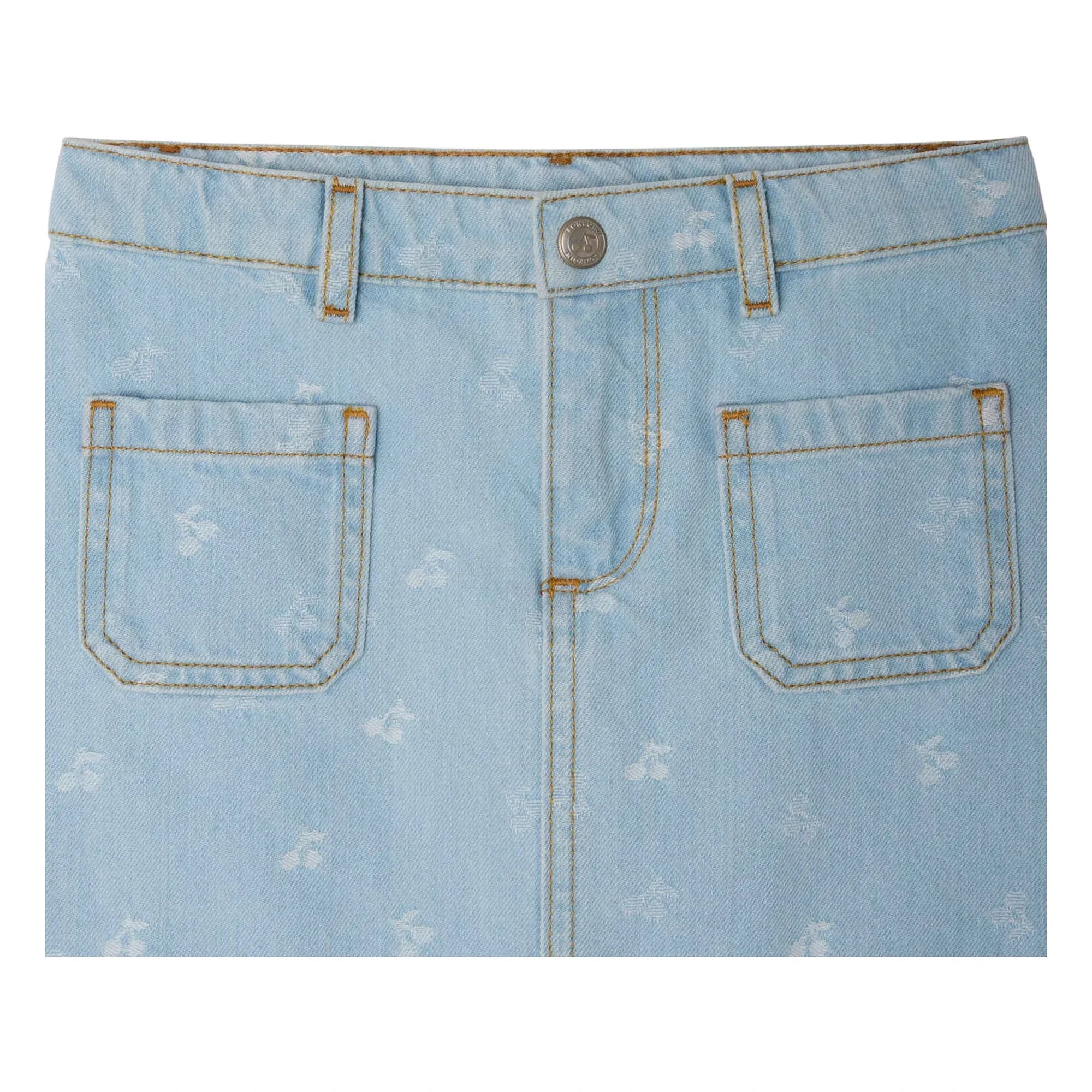 Bonpoint - Falda vaquera Tison Cerises | Azul claro