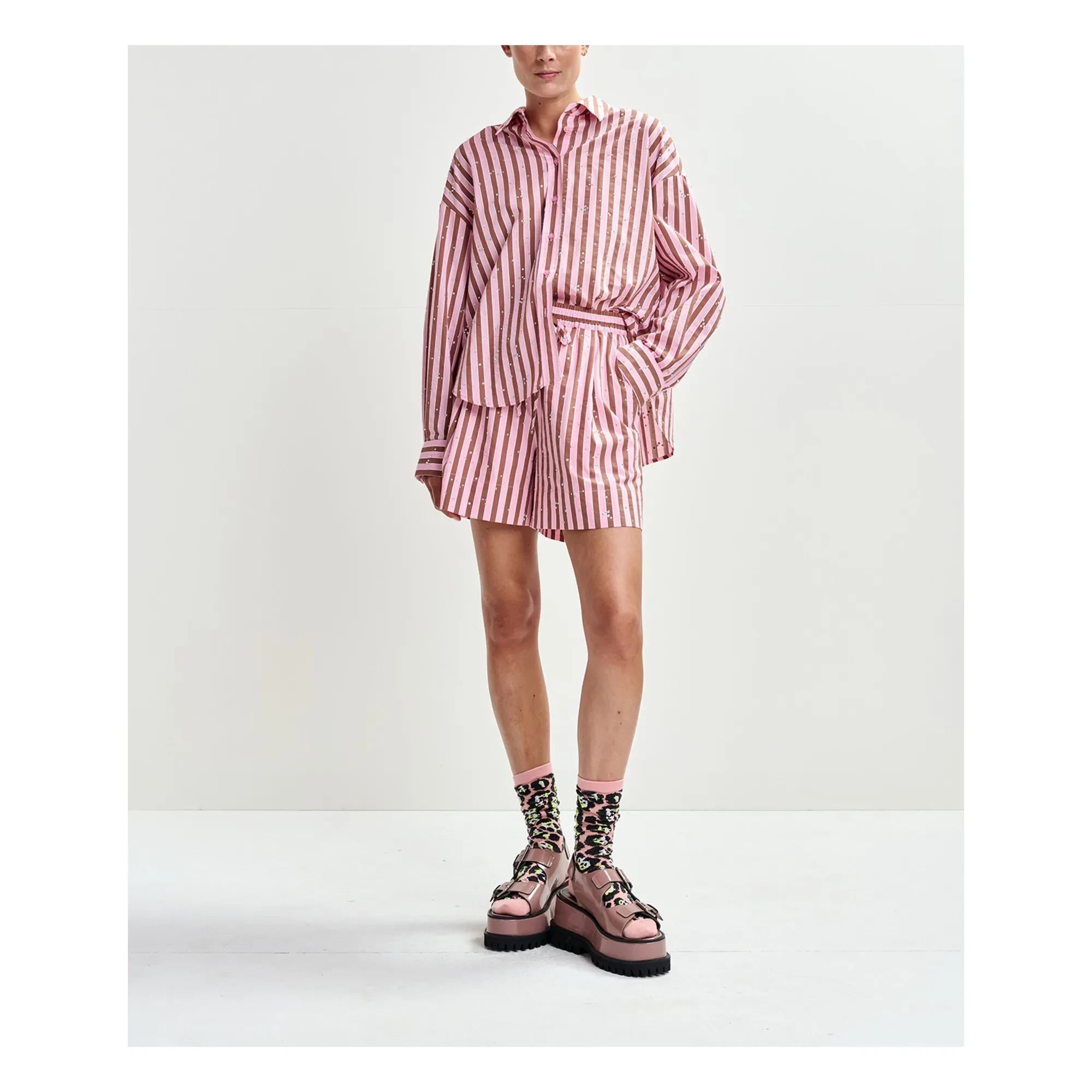 Essentiel Antwerp - Shorts de rayas Jeeuw | Rosa