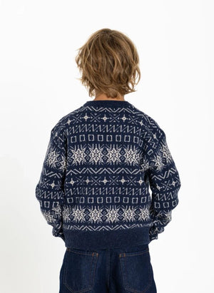 Hundred Pieces - Suéter de Merino Jacquard Mika | Gris azul