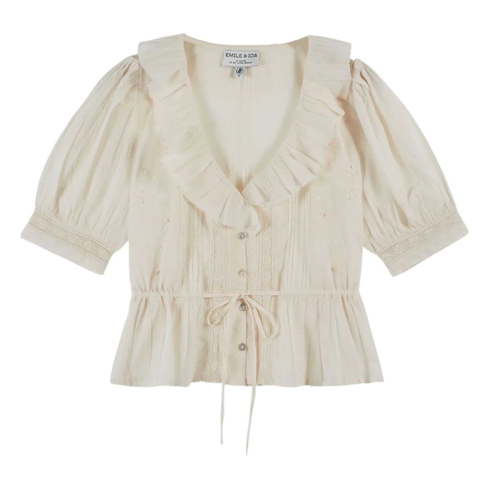 Emile et Ida - Blusa de algodón con volantes | Crema