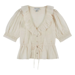 Emile et Ida - Blusa de algodón con volantes | Crema