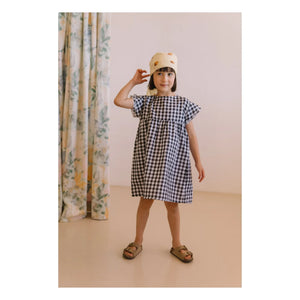 Studio Bohème - Vestido de Gasa de Algodón Orgánico Vichy Cousine | Negro