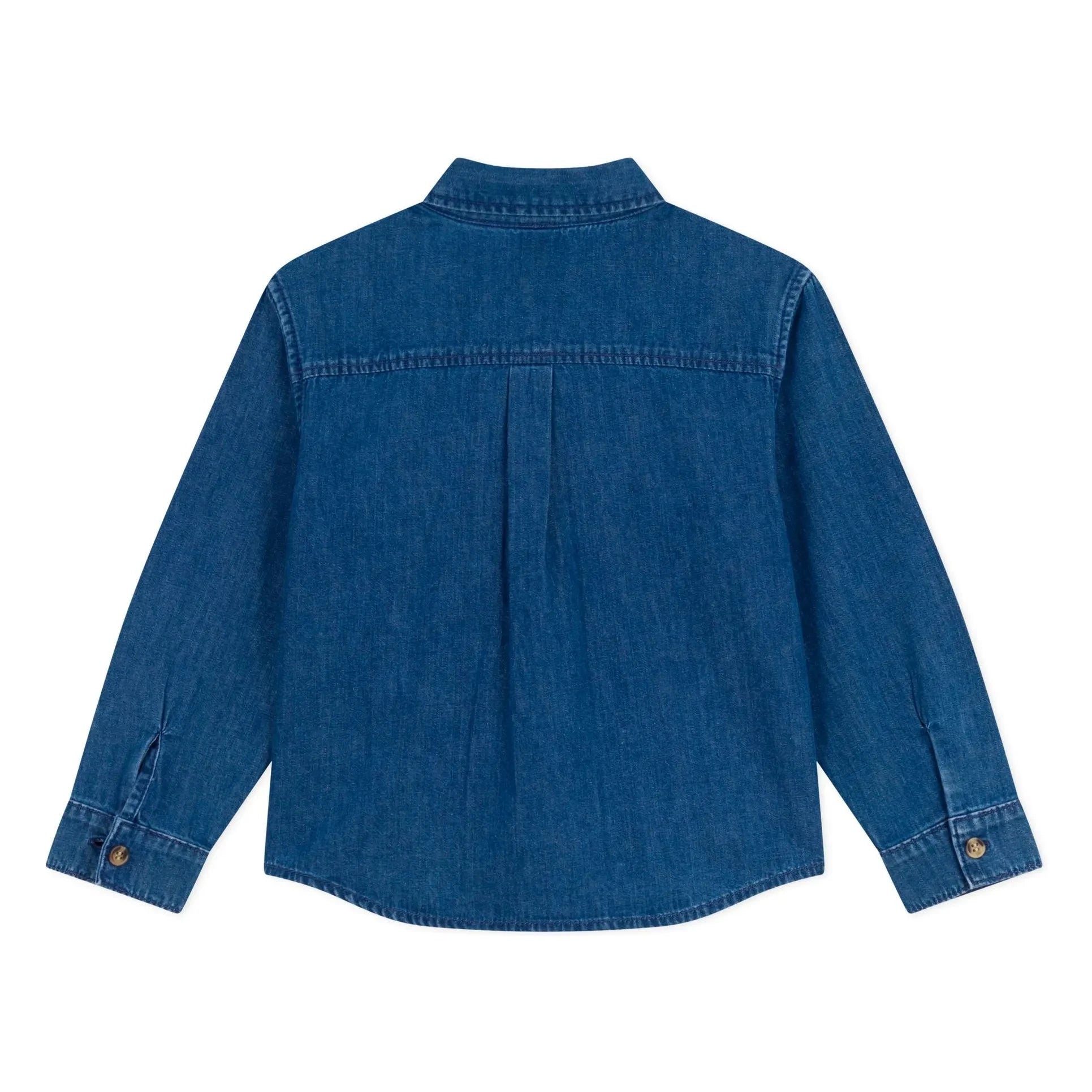 Petit Bateau - Camisa de algodón orgánico con logo de Jean | Azul denim