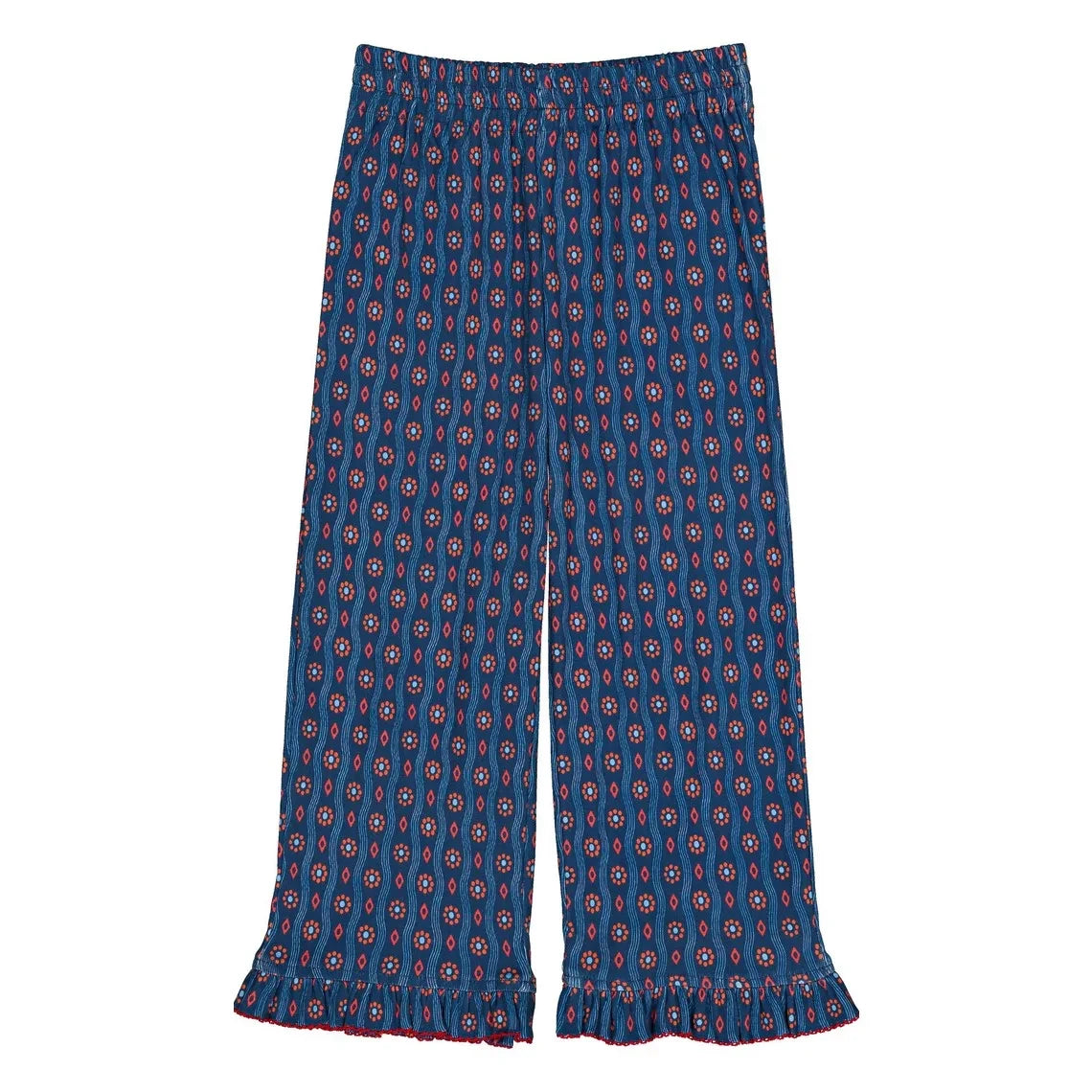 Hello Simone - Pantalón de algodón orgánico con estampado floral Malika | Azul