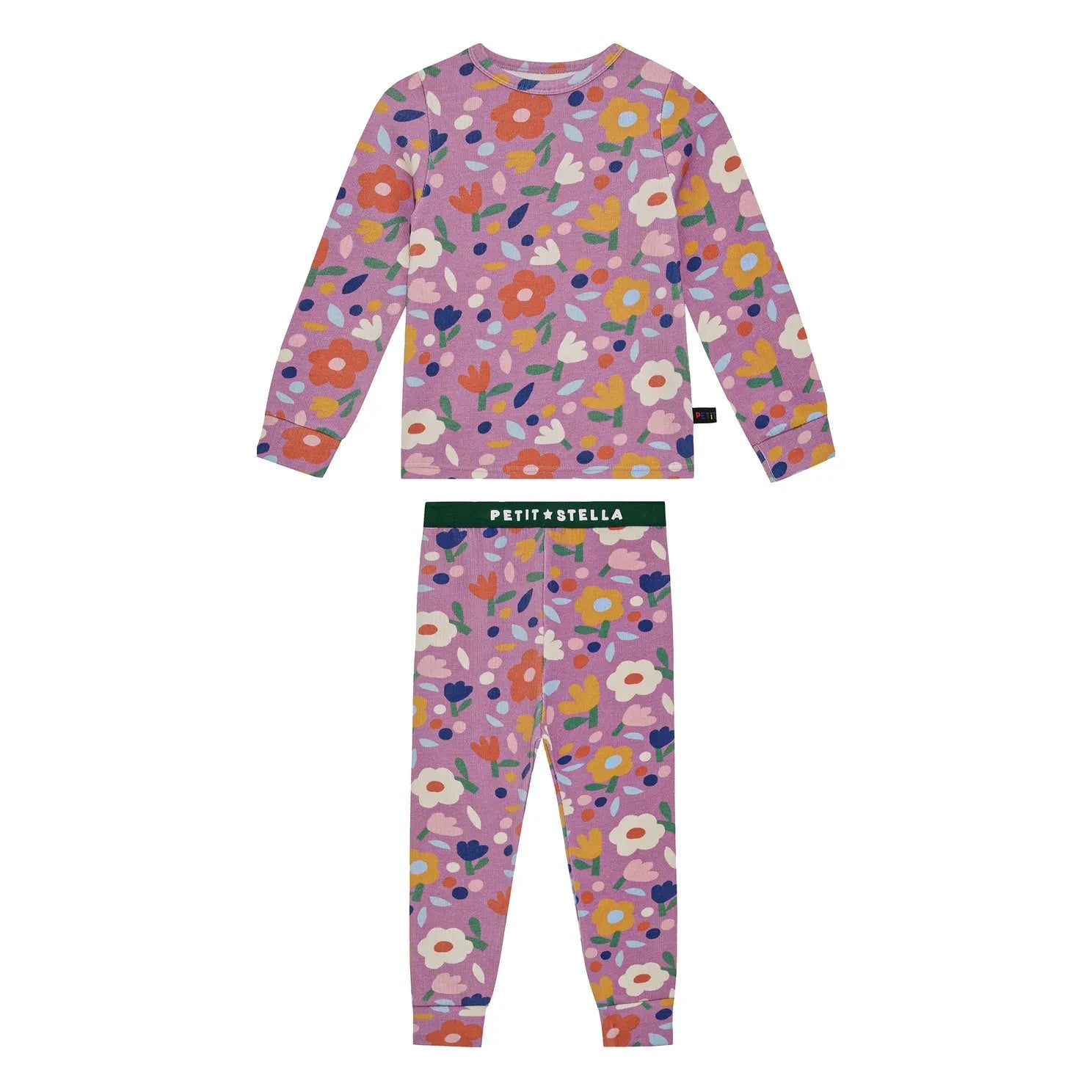 Petit Stella - Çiçek Desenli Pima Pamuk ve Modal Pijama | Mürdüm
