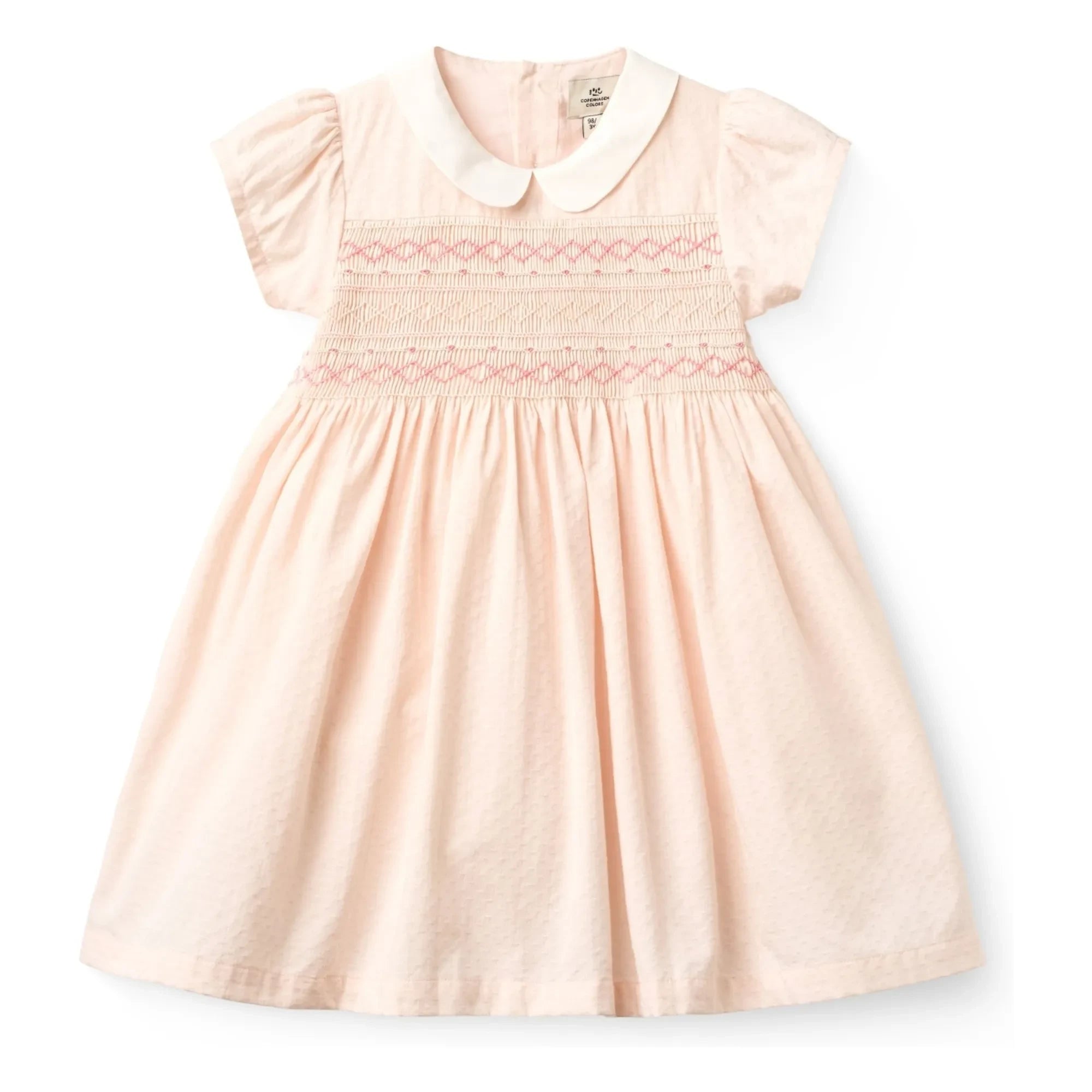 Copenhagen Colors - Vestido con cuello fruncido de algodón orgánico | Rosa lichi