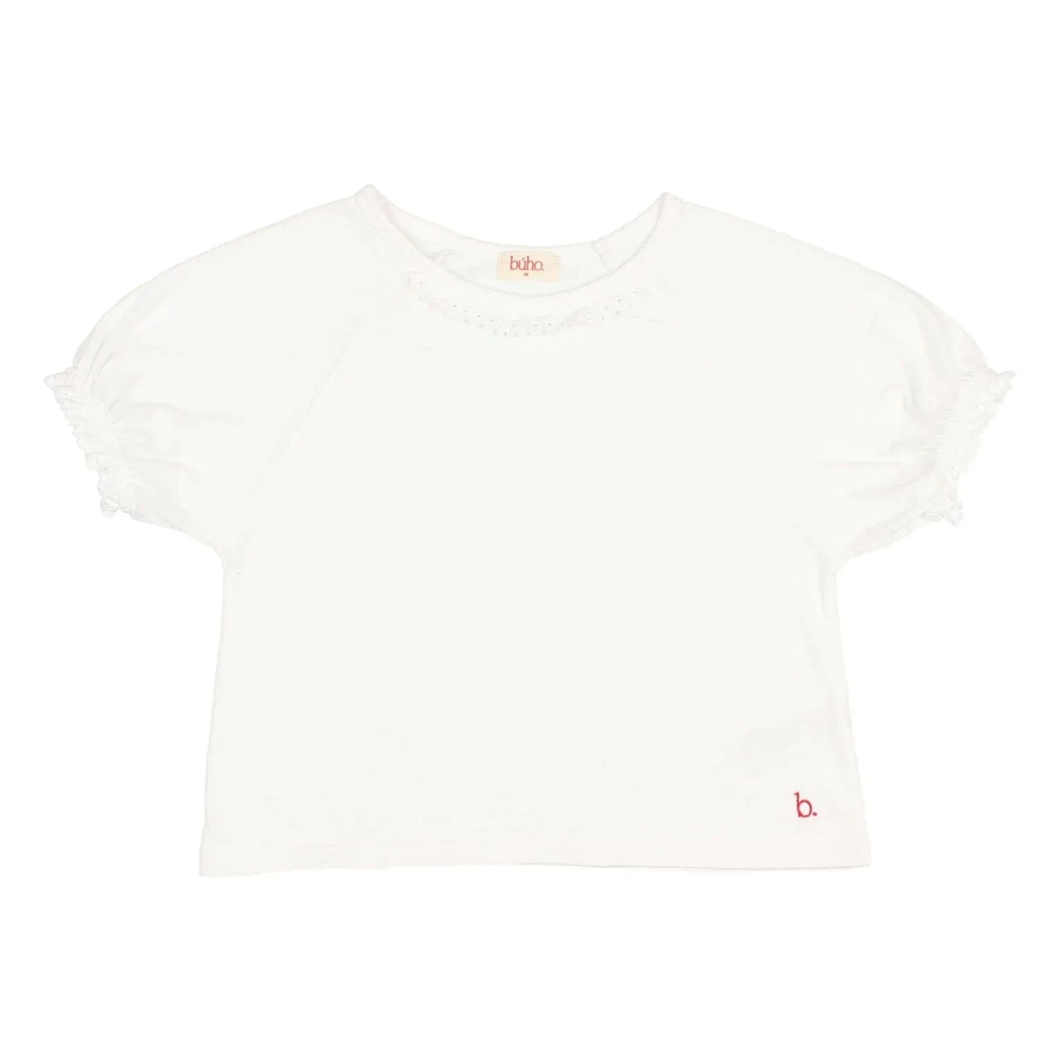 Búho - Camiseta de algodón orgánico con encaje | Blanco