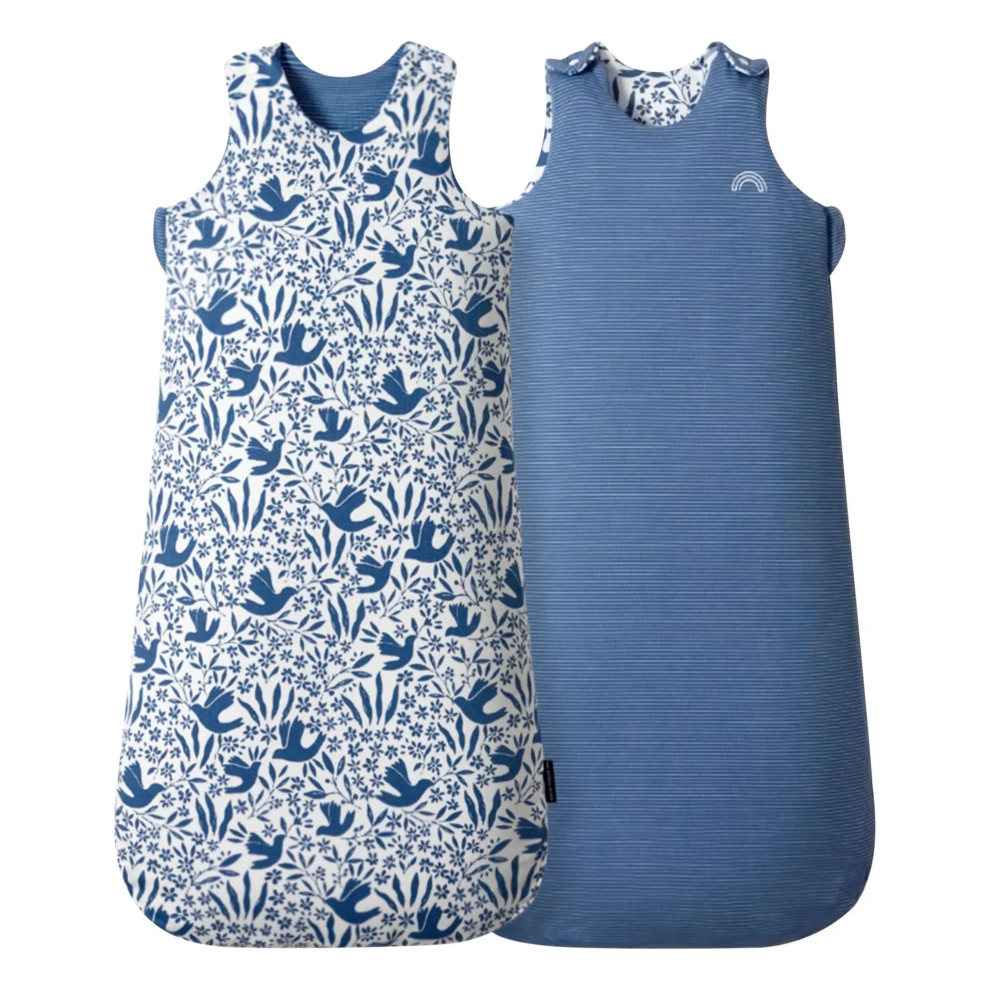 Les Petites Billes - Saco de dormir reversible multitemporada con estampado de pájaros | Azul marino