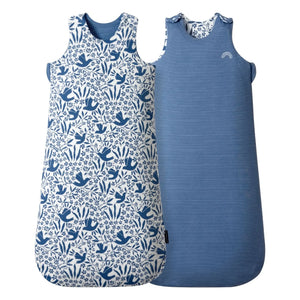 Les Petites Billes - Saco de dormir reversible multitemporada con estampado de pájaros | Azul marino
