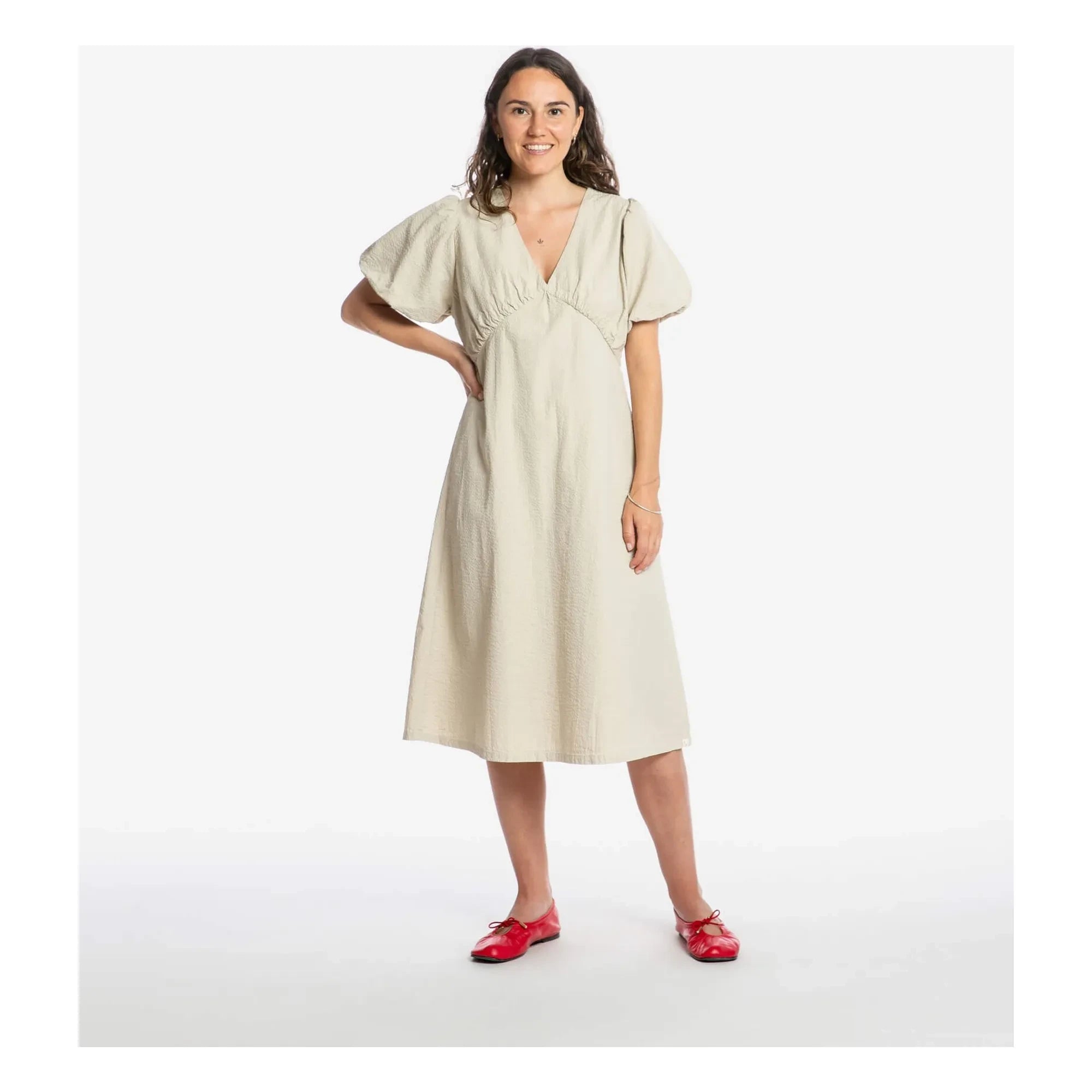 Matona - Vestido de algodón orgánico de largo medio | Arena