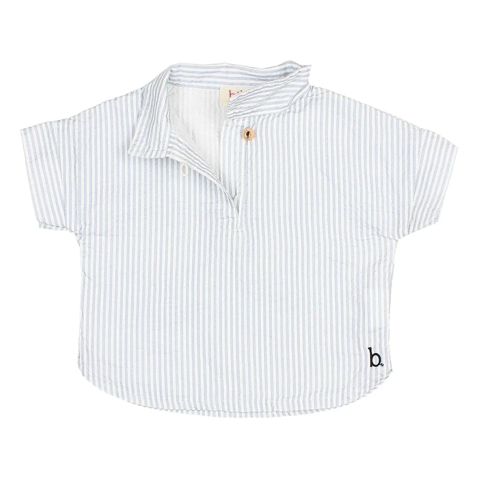 Búho - Camisa de seersucker de rayas | Azul claro